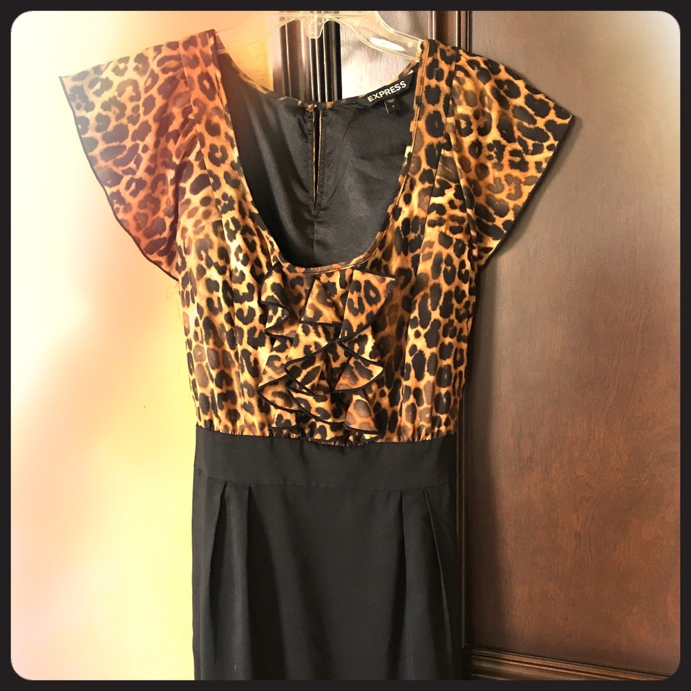 Express Animal print black mini dress